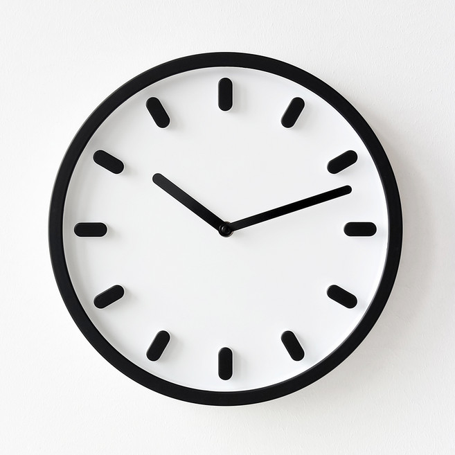 MJK 300 포인트 라인 무소음 벽시계, 블랙
