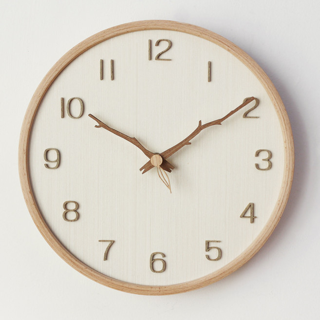 MJK 300 나뭇가지 우든 무소음 벽시계, 내츄럴