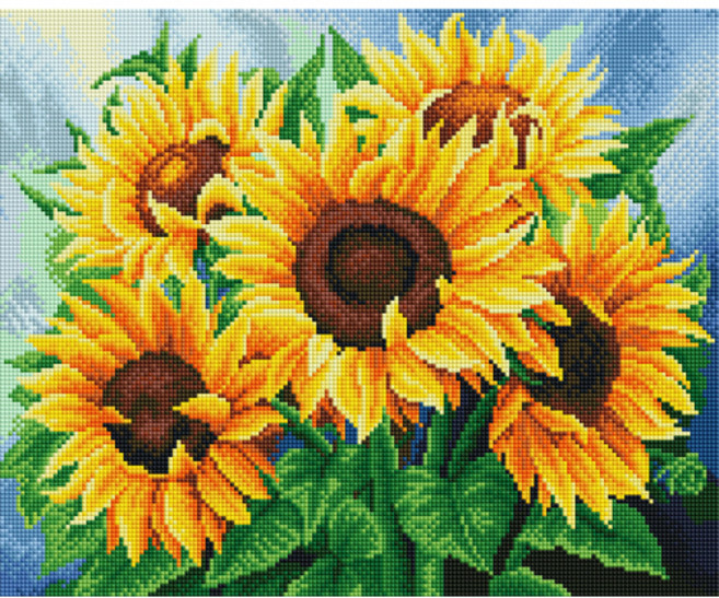 비바셀 캔버스형 보석십자수 DIY 세트 40 x 50 cm, 해바라기2, 1세트