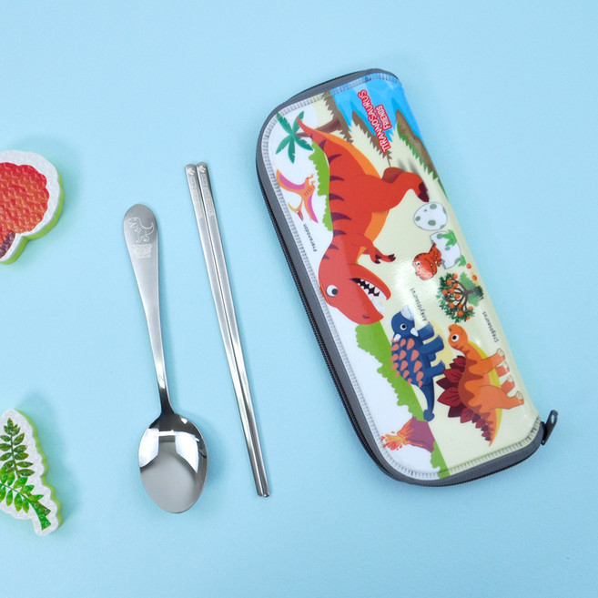 키친유 티라노 올스텐 스푼 + 젓가락+ 케이스 세트, 혼합색상, 1세트, 스푼 + 젓가락 + 케이스1