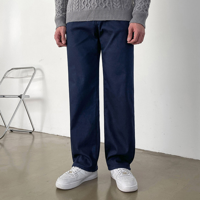 제이에이치스타일 남성용 히든 스판 세미 와이드 기모 본딩 면 보온 팬츠 INROK575