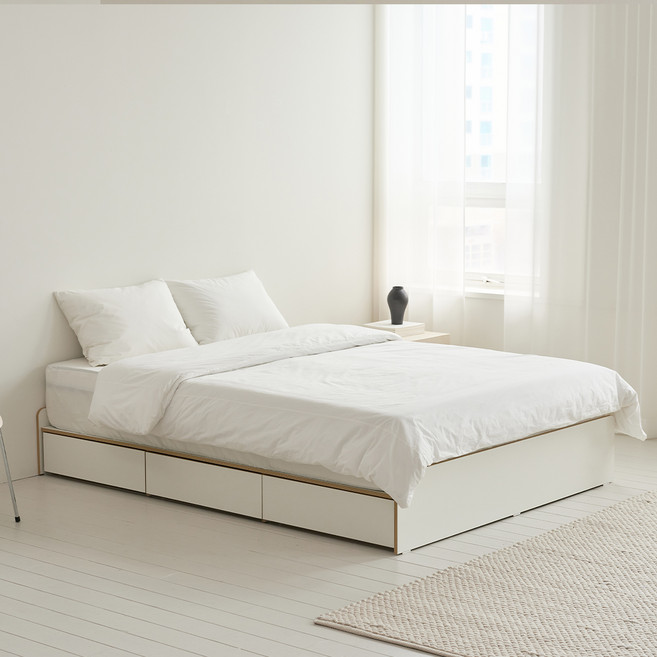 눕 리오 무헤드 3단 수납침대 프레임 단품 방문설치, 화이트