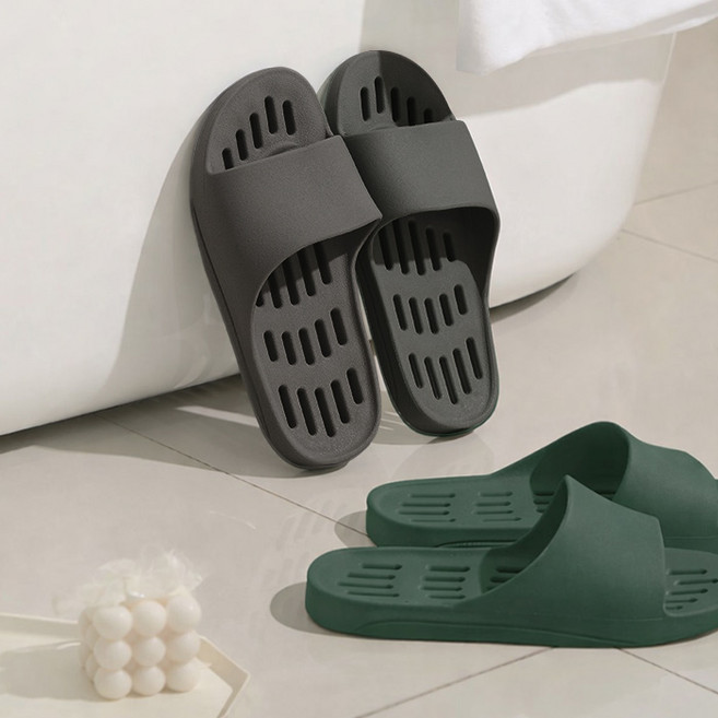 샤바스 부드러운 플랫 물빠짐 욕실화 2종세트, 차콜, 딥그린, 1세트