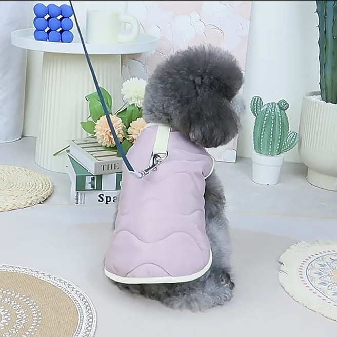 코코스튜디오 반려동물 심플 코코 제니 패딩 조끼, 핑크, 1개