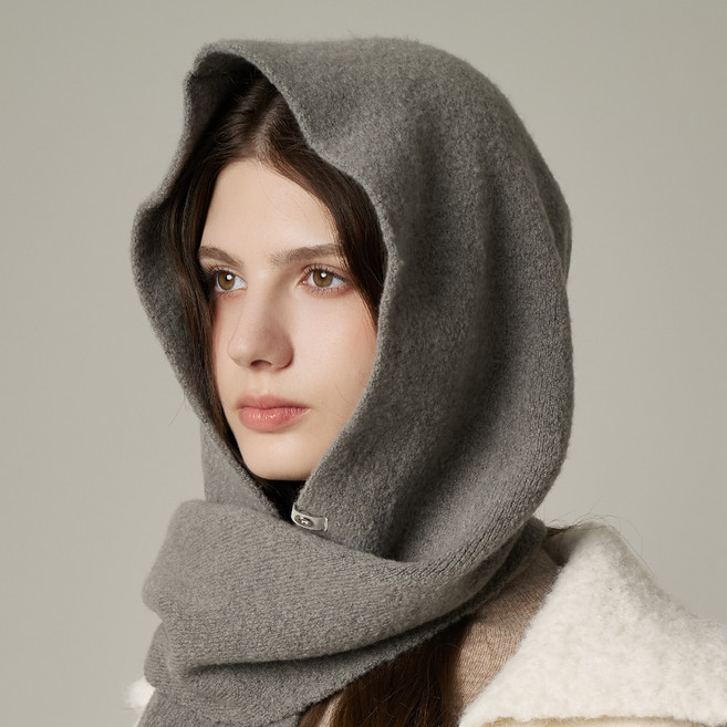 화이트샌즈 여성용 울 후드 머플러 트리카