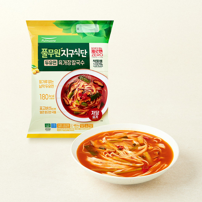 지구식단 두유면 육개장칼국수 2인용, 400.4g, 1개