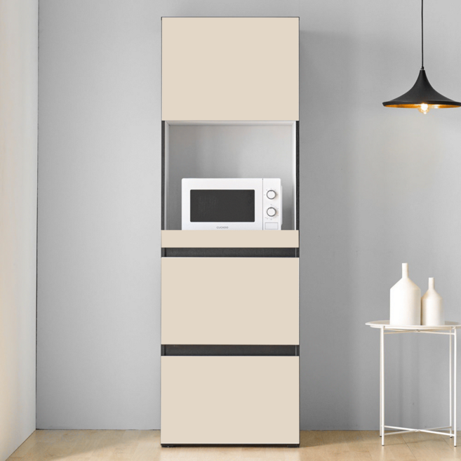 엘리에셀 비스포크 오브제 600 광폭 키큰 다용도 선반 틈새 수납 서랍진열장 방문설치, 올베이지, 4단