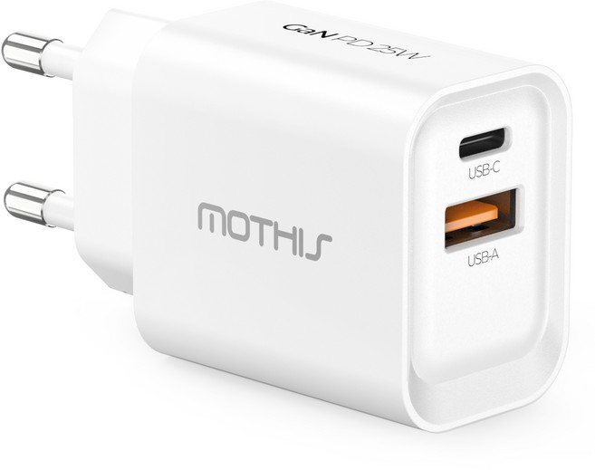 모디스 GaN PD 25W PPS 2포트 초고속 멀티 충전기 어댑터, 화이트, 1개