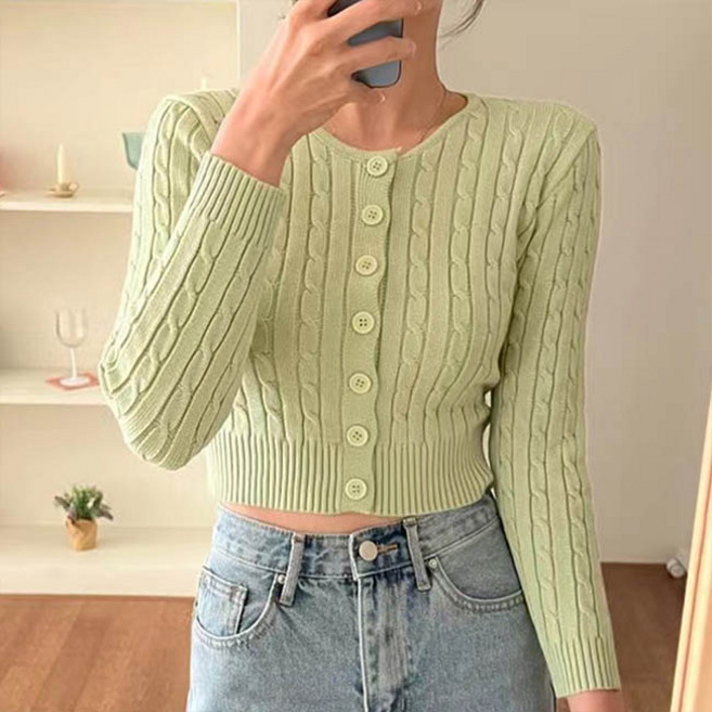 앤드스타일 여성용 쏘케이블 크롭 니트 가디건 261084