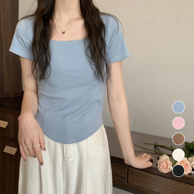 엘쏘 여성용 통기성 원조 베이직 반팔 티셔츠