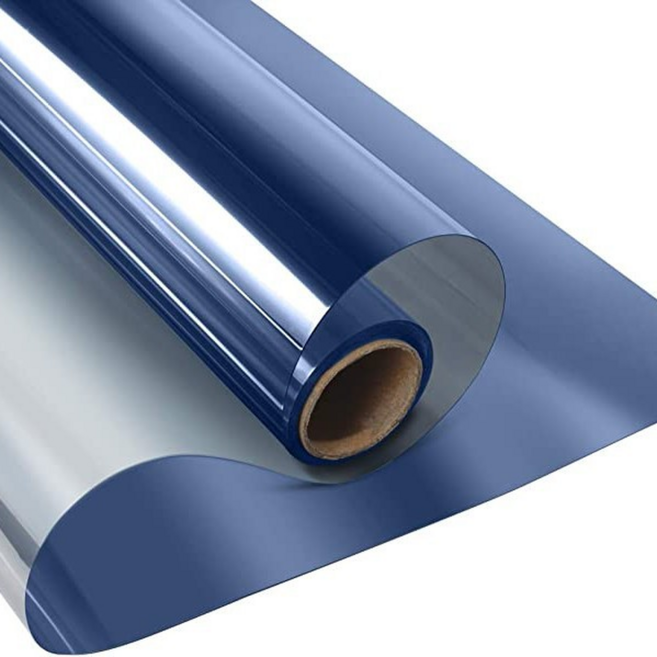 女神實用窗戶遮陽隱私保護膜, 深藍銀色