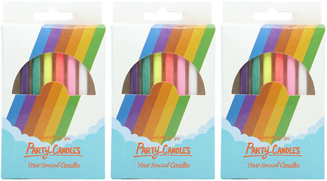 유어캔들 컬러 무지개 불꽃초 레인보우 컬러 프레임 6p, 혼합색상, 3개