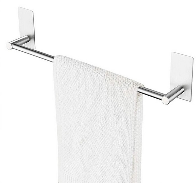 무타공 접착 스테인리스 사각 수건걸이, 1개
