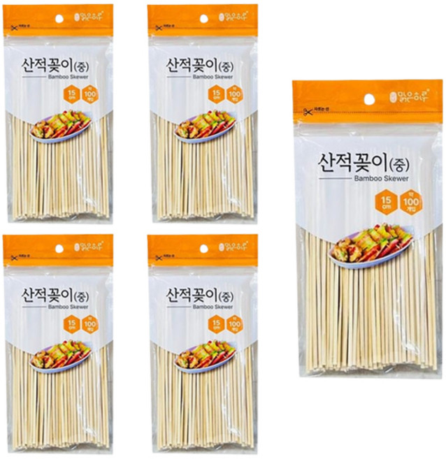 맑은하루 산적꽂이 중 15cm, 5개, 100개입