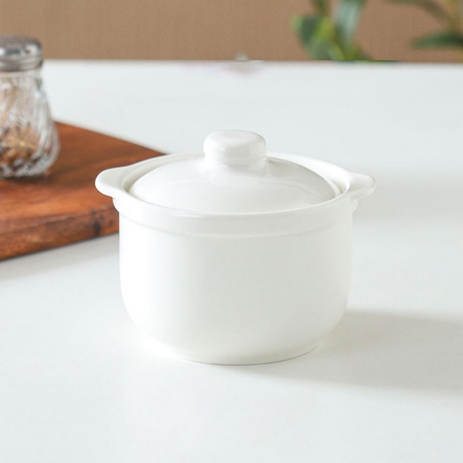 파라주니 세라믹 손잡이 미니 수프볼 + 뚜껑 소형 세트 HJ1330, 화이트, 1세트