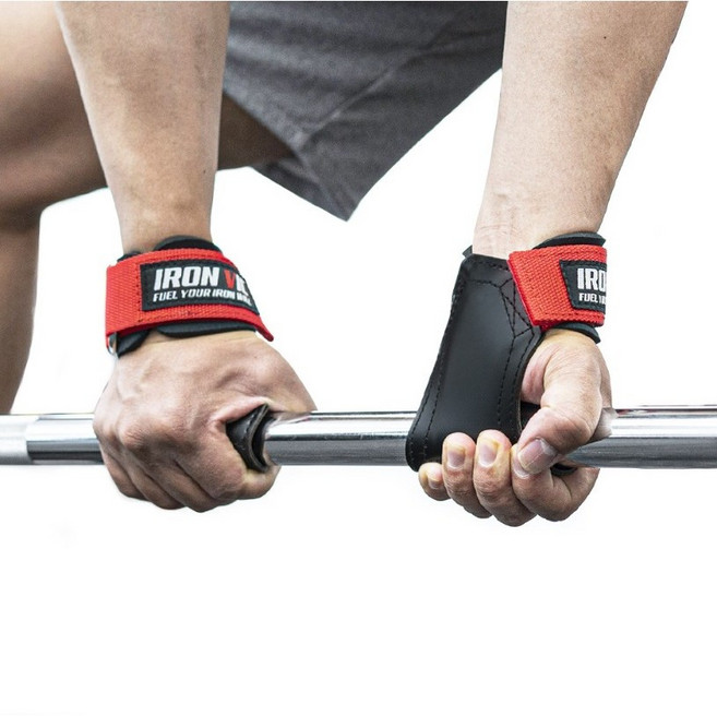 아이언빅 퀵그립 헬스 스트랩 양손착용 세트, 레드, 1세트