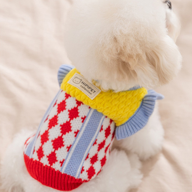 레드퍼피 강아지 텐베이 니트탑 티셔츠, 퍼플레드, 1개