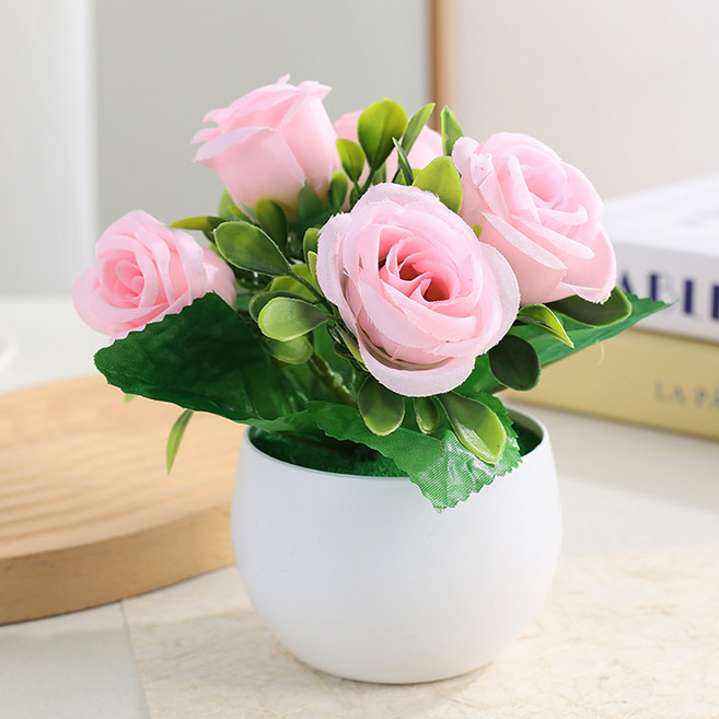 알럽홈 조화 미니화분 장미 세트 L261-0082, 핑크(L261-0082P), 1세트