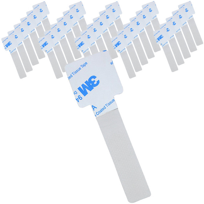 메이크마인 다용도 벨크로타이 선정리 벨크로찍찍이 벨크로케이블타이, 화이트, 30개