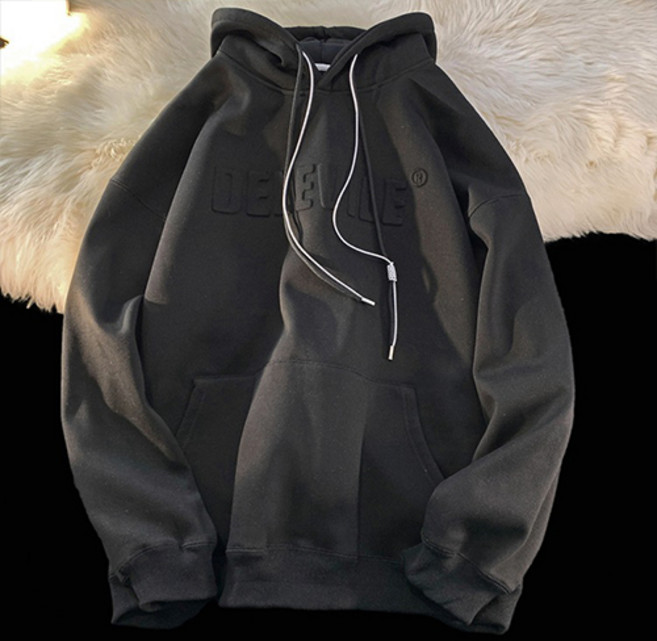 Fashion Flow 獨特浮雕字母亮點層次感抽繩連帽T恤