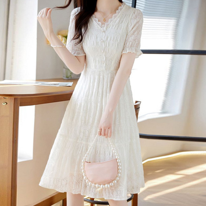 LUNA GIRL 女款Pavil蕾絲連身裙 L25SMOPS042309, 白色