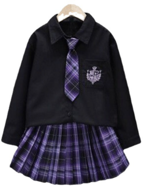 엔젤아이 아동용 셔츠보라 체크타이 치마 세트