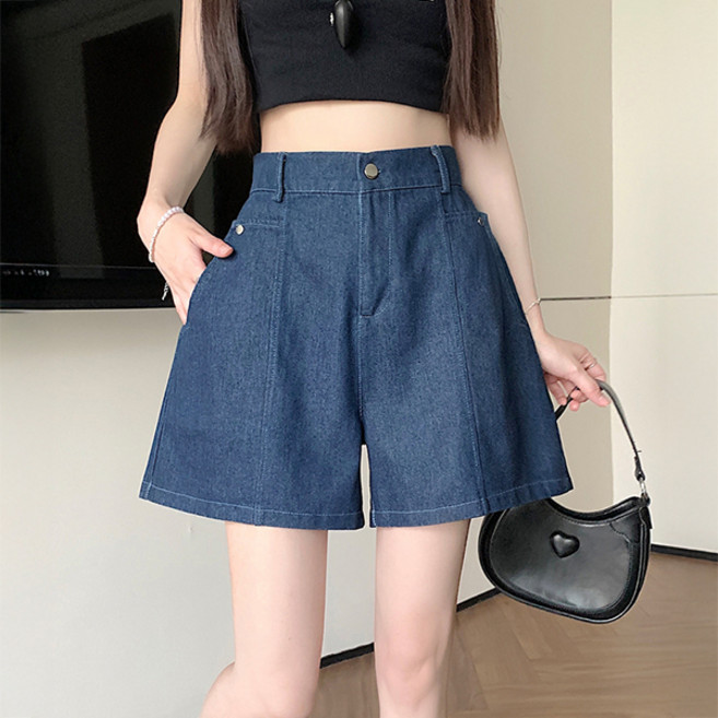 어썸풀 여성용 레터티메 A라인 생지 데님 반바지 A26SMP032002