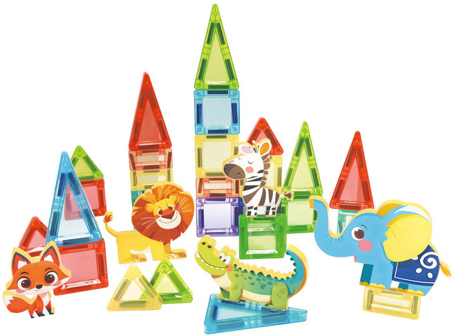OKids 博士積木 口袋樂園動物森林磁力片, 多色混和, 1套