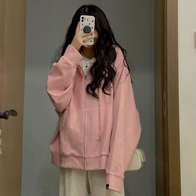 디멜디 여성용 루즈핏 오버핏 간편 데일리 집업 자켓