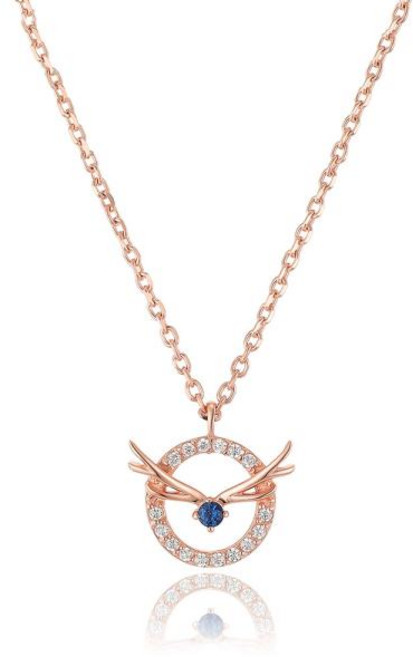 로이드 여성용 사슴뿔 원형 사파이어 실버 목걸이 LLNS21508O