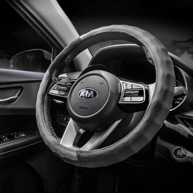 바디공식 타공 자동차 핸들커버, 블랙