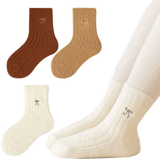 여아용 리본 보온양말 3족 세트