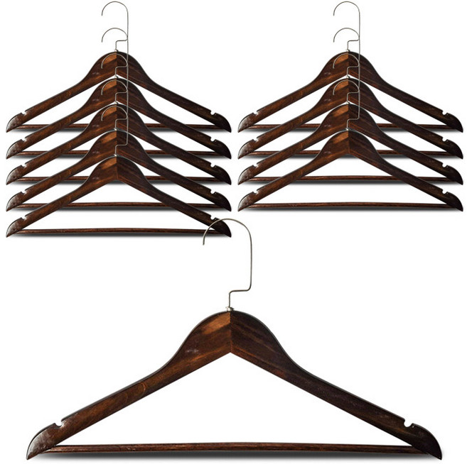 마켓플랜 월넛 원목 옷걸이, 10개