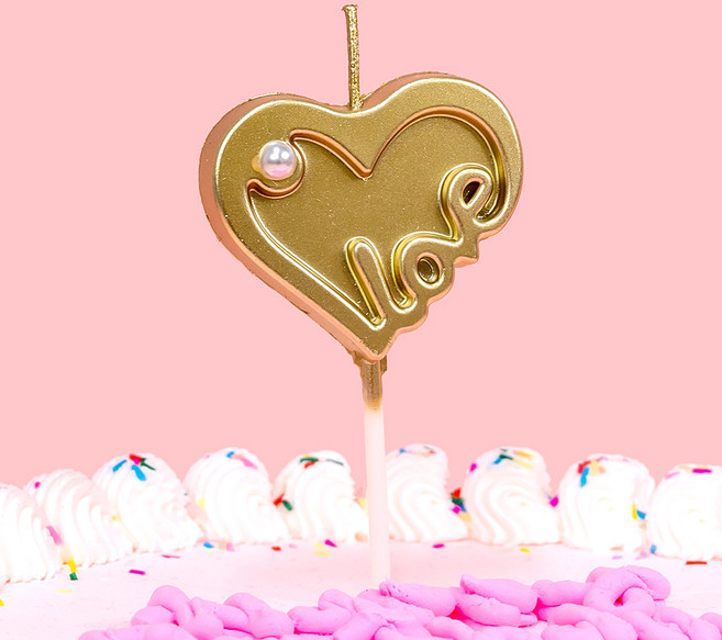 제이팩토리 파티 케이크 생일 골드 하트초, 9g, 2개, 무향