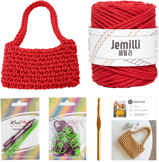 yarna 제밀리 마시 미니백 DIY패키지 세트, 18 레드, 1세트