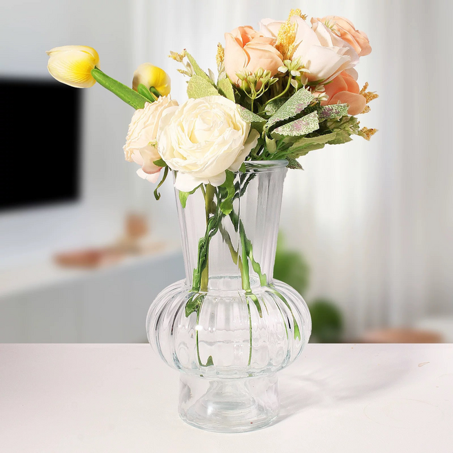 픽노아 고급스런 북유럽 스타일 복고풍 유리 꽃병, 클리어