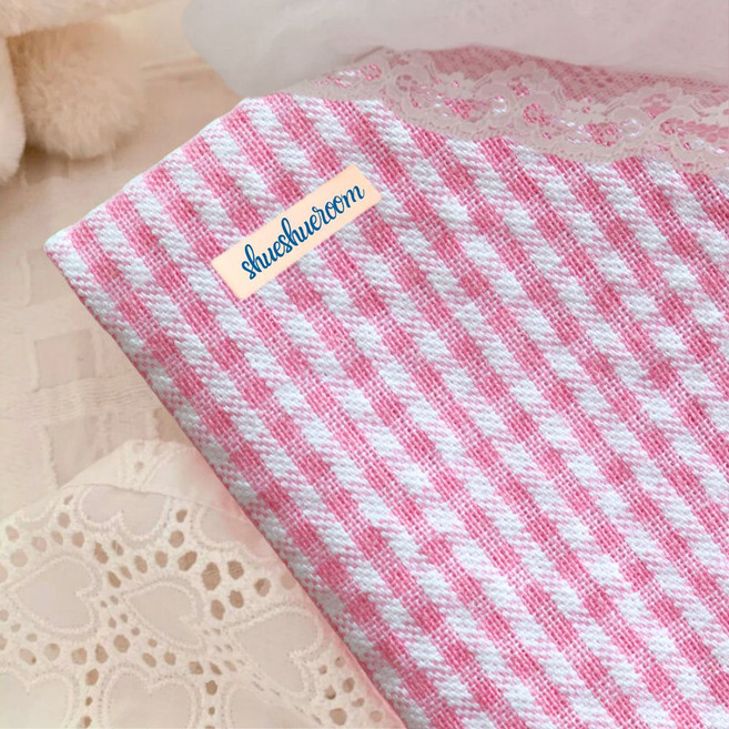 슈슈룸 쁘띠 체크 리플 지지미 시어서커 여름 원단 1.5mm, 리플체크 핑크, 1개