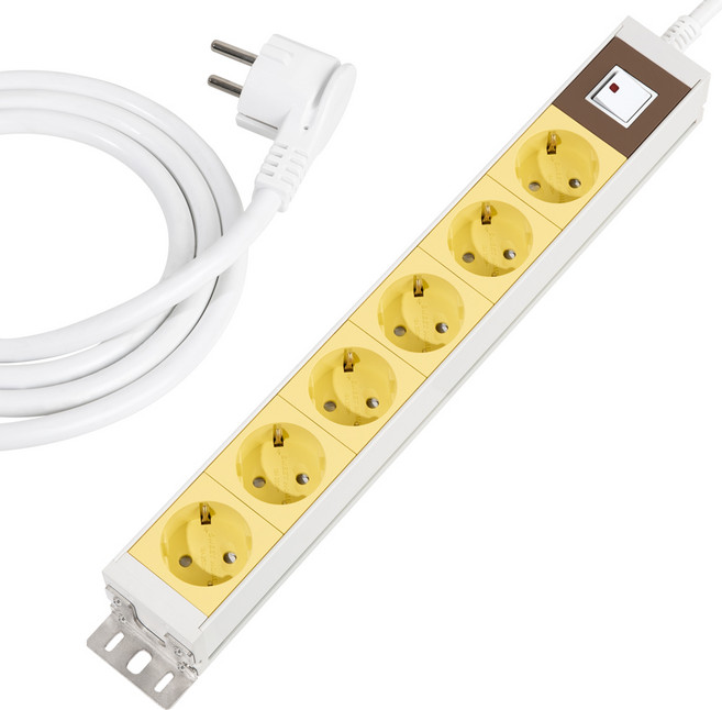 스윗홈 뉴잇 국산 고용량 알루미늄 컬러 과부하차단 납작 멀티탭 6구, 베이비옐로우, 1개, 1.5m