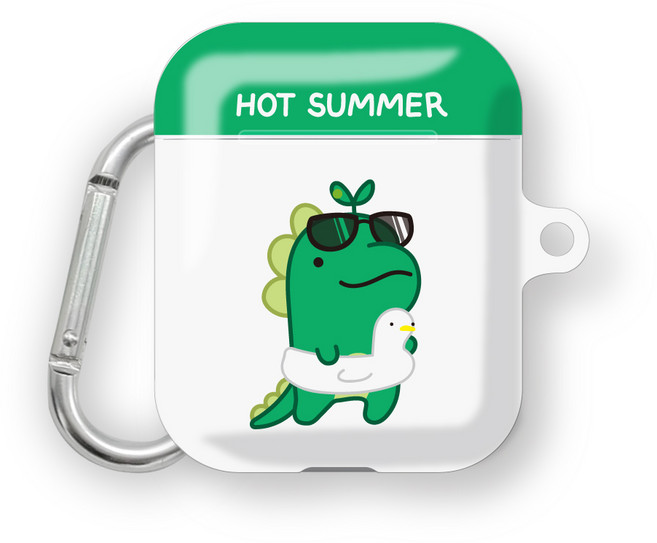 프루그나 피스는수영중 에어팟 하드케이스 + 카라비너, 그린(케이스), 1개