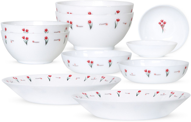 ARCOROC Romance Flora 雙人居家餐具組 10p, 白色, 5種餐具