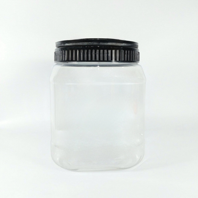 大寬口PET瓶 2L+蓋子 黑色組, 12組, 方形瓶子+蓋子