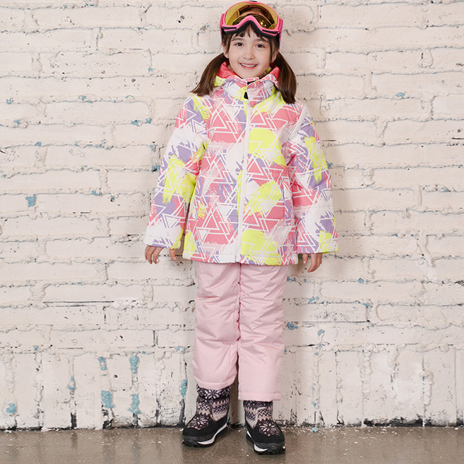 童款三角形圖案滑雪保暖防寒外套