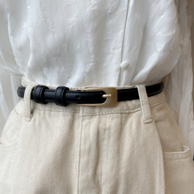 피어니스트 여성용 스퀘어 버클 슬림 벨트