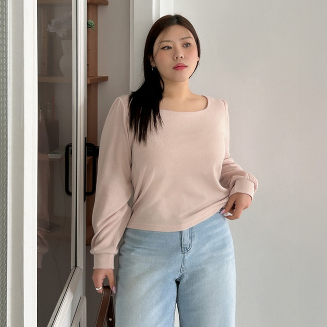 이블렛by제이스타일 빅사이즈 브엘프 리본 퍼프 티블라우스