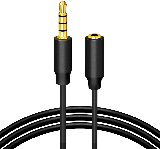 Home Planet 3.5mm AUX 4極 音訊麥克風延長線 1.5公尺, 黑色, 1個, 35至EXC01