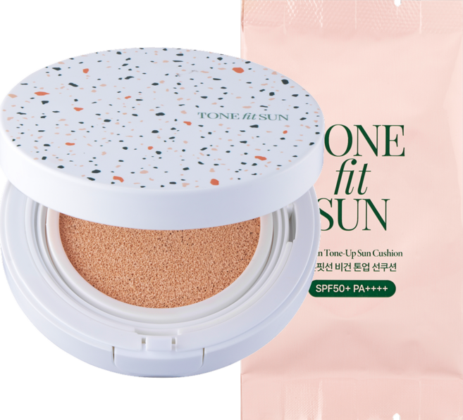 톤핏선 비건 톤업 선쿠션 본품 12g + 리필 12g 세트 SPF50+ PA++++, 1개