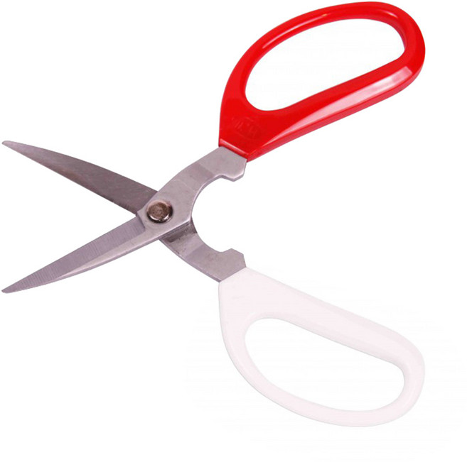 福岡 紅白柄萬能剪, 平刃款 紅色 + 白色, 1支