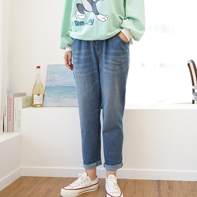 빅걸스토리 여성용 밴딩 기본 스판 청바지 BG-J13