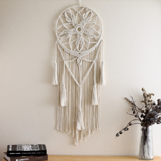 알로데 대형 마크라메 솔리드 벽장식 드림캐쳐, 02 오프화이트