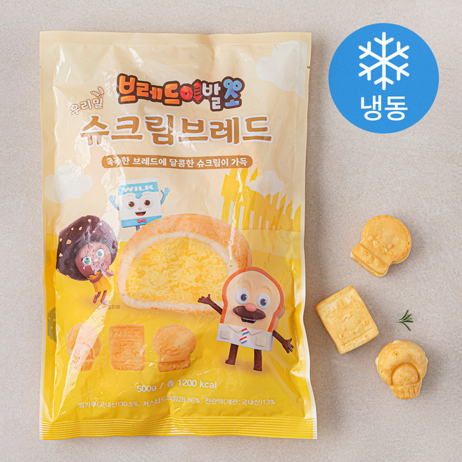 브레드이발소 우리밀 슈크림 브레드 (냉동), 500g, 1개입, 1개